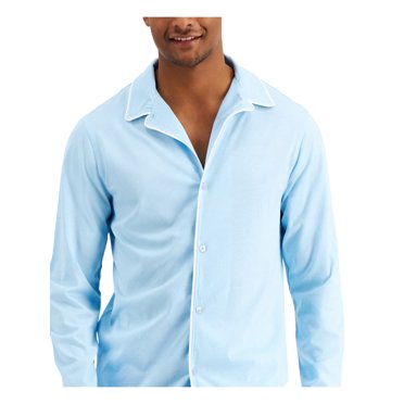 CLUBROOM Intimates Light Blue Notched Collar Sleep Shirt Pajama Top XXL