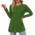 thumbnail image 1 of Timegard Hauts pour Femmes Col Rond Manches Longues Couleur Unie Confortable Chaud T-Shirt Basique Automne Hiver Tunique Décontractée, 1 of 4