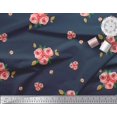 thumbnail image 3 of Tissu Popeline de Coton Pomme Feuilles & Fleurs Roses Imprimés par Yard 42 Pouces de Large, 3 of 3