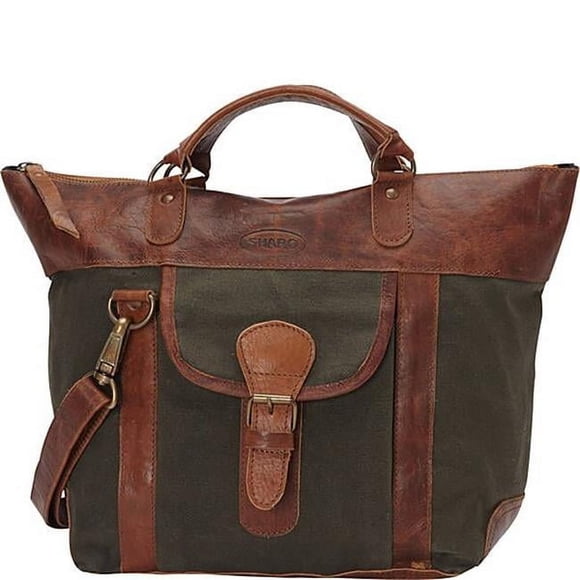 Sharo Satchel Leather & Canvas Handbag