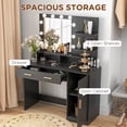 thumbnail image 4 of CoSoTower Illuminated Dressing Table Set, LED Vanity Table Set with Stool, LED Mirror, Drawer and Cabinet Shelves for Bedroom, 4 of 7