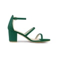 thumbnail image 3 of BLISSFUL STEP Women's Open Toe Strappy Block Heel Sandals Green 10, 3 of 7