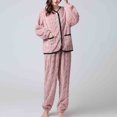 thumbnail image 4 of Couples Women Button Warm Winter Flannel Pajamas Set Long Sleeve Long Pant, 4 of 6
