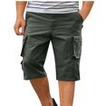 thumbnail image 2 of Sentmoon Mens Cargo Shorts Lightweight Drawstring Elastic Waist Swimsuit Multiple Pockets Straight Wide Leg Solid Color Basketball Shorts 2025 Summer Sport Male for Leisure Wear Army Green XXL, 2 of 6