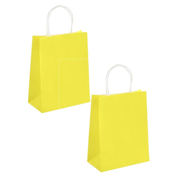 Oleegame 2PC 4Pcs Hand Paper Bag Kraft Paper Bag Packing Gift Bag Colorful Shopping Bag Yellow