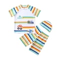 thumbnail image 1 of MIASHUI Boys Swimsuit Sets Rash Guard Short Sleeve Shirt Trunks Shorts with Hat Bathing Suit,Orange,2-3 Years, 1 of 9