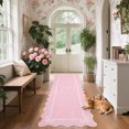 thumbnail image 2 of GlowSol 2'x6' Scalloped Bow Border Area Rug, Modern Solid Washable Rug with Non Slip TPR Backing, Stain Resistant Low Pile Indoor Carpet Mat for Bedroom Hallway Nursery Decor, Pink, 2 of 8