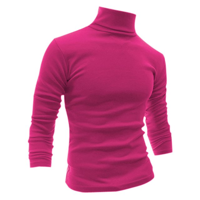INSPIRE CHIC Men's Sweaters Pullover Turtle Neck Long Sleeve Stretchy Slim Fit Tops 50 Rose Red