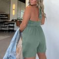 thumbnail image 4 of Gspmoly Shorts de Course pour Femmes, Combinaison d'Été Décontractée et Tendance Sans Manches à Bretelles, Taille Élastique, Double Poche, Shorts de Randonnée pour Femmes, Offres de Vacances, Vert Armée G, 4 of 7