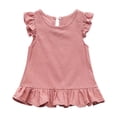 thumbnail image 1 of LLYWEY Toddler Girls Ruffle Tops, Baby Girl Linen Ruffles Hem Sleeveless T-Shirts, Kids Solid Color Keyhole Back Summer Round Neck Sleeveless Loose Casual Blouses Shirts, Style-T-12, Pinks, 3T, 1 of 9