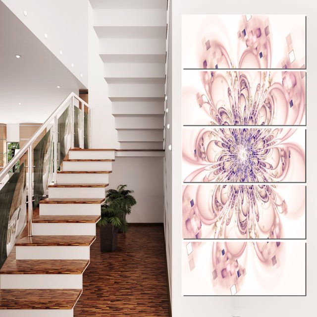 Full Bloom Fractal Flower in Pink - Large Flower Canvas Wall Art
