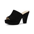 thumbnail image 1 of BLISSFUL STEP Women's Shoes Chunky Platform Open Toe Slides Block Heel Sandals Black 7.5, 1 of 8