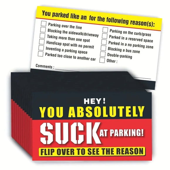 50 Cartes de Violation de Stationnement Blague Jeu pour Propriétaires de Voitures Stationnement Humour Ensemble Cadeau Gag pour Adultes avec Multiples Descriptions d'Infraction Jeu de Cartes en Plastique