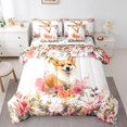 thumbnail image 1 of YST Literie Mignonne pour Chien Ensemble de Douillette 7 Pcs Corgi, Ensemble de Lit à Thème Animal Floral, Roses Rouges, Grand Lit, 1 of 4