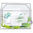 thumbnail image 1 of Small .‘‘ x .‘‘ x .‘‘ Glass Card Box with Slot & Lock for Wedding Reception Geometric Clear Envelops Box Suitable for x es Cards Gold (Slot Length cm) Handmade, 1 of 8