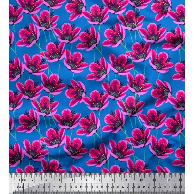 Soimoi Georgette Viscose Fabric Artistic Floral Printed Fabric 1 Yard 42 Inch Wide