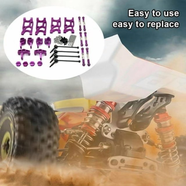 RC Bras Roulants Arrière de Voiture Remplacement pour 144010 Coupelles de Volant Ensemble de Réparation de Roulement Automobile Remplacement pour WLtoys 144010 144001 144002 Violet