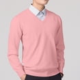 thumbnail image 2 of Xcmzpl Chandail-Robe à Col en V pour Hommes, Tricot, Manches Longues, Coupe Ajustée, Chandails Mode, Chandail à Enfiler, Chandail de Base Uni, Hauts de Chandail d'Automne, 2 of 5