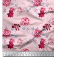 thumbnail image 1 of Tissu Popeline de Coton Pomme Roses et Feuilles Imprimé Floral par Yard 56 Pouces de Large, 1 of 3