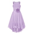thumbnail image 1 of zdhoor Robe de Fête Sans Manches pour Filles, Ornée de Fleurs, Froncée, en Mousseline Brillante Perlée, Ourlet Asymétrique, Lavande 14, 1 of 6