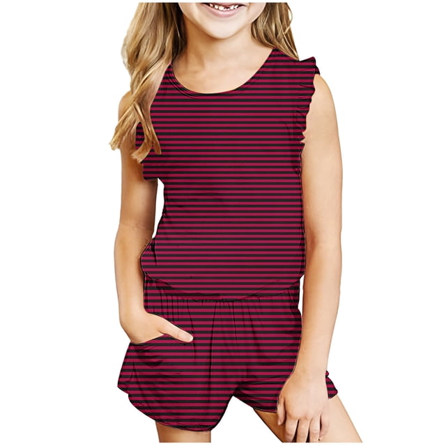Birdeem Débardeur pour Filles Mode Décontractée Sans Manches Col Rond Ensemble de Shorts Imprimés