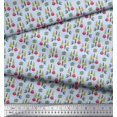 thumbnail image 2 of Soimoi Silk Fabric Text,Tree & Owl Cartoon Printed Craft Fabric by The Yard 42 Inch Wide, 2 of 3