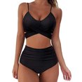 thumbnail image 2 of Fortune Women Cross Wrap Halter Bikini Set, High Waist Bathing Suits Push Up 2 Piece Swimsuits, 2 of 8
