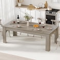 thumbnail image 3 of 71" Long Dining Table for 6-8, Large Farmhouse Rectangular Kitchen Dining Room Table, Wooden, Thick Frame & Sturdy Triangular Legs, Wood Strip Base for Dinner, Kitchen, Office, Rustic Gray, 3 of 8