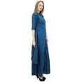 thumbnail image 3 of Phagun Vêtements Indiens Kurta Kurti Asymétrique Uni Bleu Sarcelle avec Pantalon Palazzo-18, 3 of 6