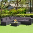 thumbnail image 3 of Patiojoy 7 Pcs Outdoor Patio Furniture Set All-Weather PE Rattan Sofa Set w/Coffee Table & Cushions Gray, 3 of 8