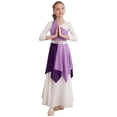 thumbnail image 2 of Jhaoyu Robe de Danse Asymétrique pour Filles Enfants, Robe de Prière Liturgique à Blocs de Couleur Lavande 10, 2 of 6