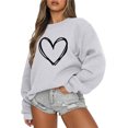 thumbnail image 1 of Rbaofujie Chandail à Capuchon Mode pour Femmes Décontracté à Manches Longues Col Rond Imprimé Chandail pour Dames Hauts Blouse Gris Chandails pour Femmes Hauts, 1 of 2