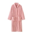 thumbnail image 1 of Timegard Bathrobe for Women Fuzzy Button down V Neck Robe Fleece Warm Long Sleeve Pajamas with Pockets, 1 of 8
