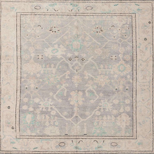 Ahgly Company Indoor Square Abstract Desert Sand Beige Oriental Area Rugs, 3' Square