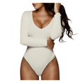 thumbnail image 1 of Birdeem Justaucorps Blouse Haut Combinaison Barboteuses Tenues de Boîte de Nuit pour Femmes Aguichant Uni à Col en V à Manches Longues, 1 of 5