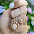 thumbnail image 4 of Sunflower Diamond Pendant Necklace 14k Rose Gold (0.19ct), 4 of 5