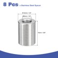 thumbnail image 2 of 8 Pcs Entretoises en Acier Inoxydable 304 1/2 Pouces OD x 1/4 Pouces ID x 5/8 Pouces Longueur(12x6x16mm) Vis Support de Bague Finition Simple Non Filetée Entretoises Rondes en Métal pour Vis M3 Boulons et Tringles, Argent, 2 of 6