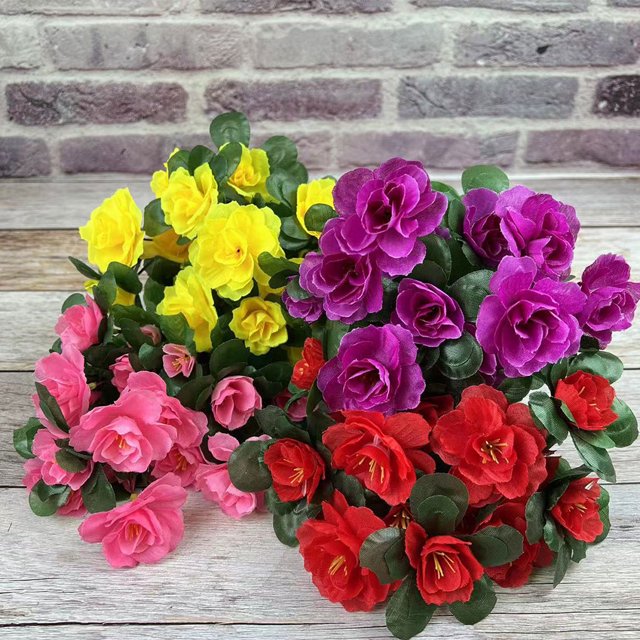 mmirethe 2x Faible Entretien Apparence Réaliste Faux Fleurs et Plantes Large Application Jaune 5Set