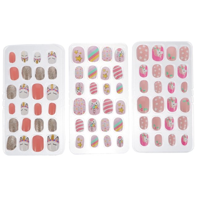 72pcs Children Cartoon Nail Press On Full Cover False Nails Nail Art Fake Nails