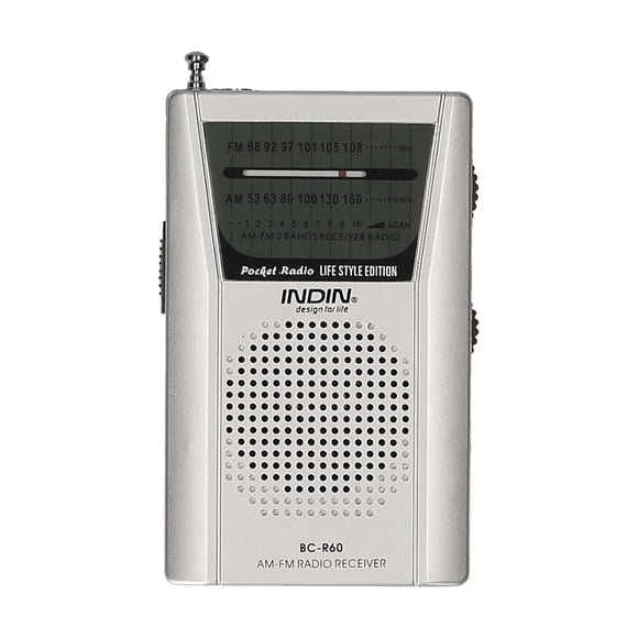 INDIN BC-R60 AM FM Battery Operated Portable Pocket Radio Mini Radio Music Player Operated by 2 AA Battery Wireless Speaker for House & Outdoor