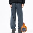 thumbnail image 2 of RKSTN Mens Pants Plush Thick Jeans With Elastic Drawstring Loose Oversized Straight Leg Pants Long Pants Soft Comfortable Workout Pants, 2 of 5