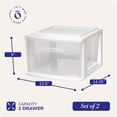 thumbnail image 4 of Homz Plastic 1 Drawer Medium Storage Cart, White Frame with Clear Drawer, 2 Pack, 4 of 8