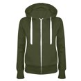 thumbnail image 1 of Mrat Mode Femmes Manches Longues à Cordon Décontracté à Capuche Ajusté à Fermeture Éclair Chandails à Capuche Décontractés Chandail à Cordon Col Rond T-Shirt Ample à Cordon Molleton Tunique Grande Taille Chandail Manteau Vert Armée_ee TG, 1 of 2
