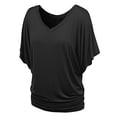 thumbnail image 3 of Kcodviy Plus Top V Neck Tops for Women Size Large Sleeve Batwing Loose T Swing Tops for Women Plus Size Shirt Size Fold Hem Women Tops Plus Size Women Solid Plus Size Women Long Sleeve Work Shirt To, 3 of 6