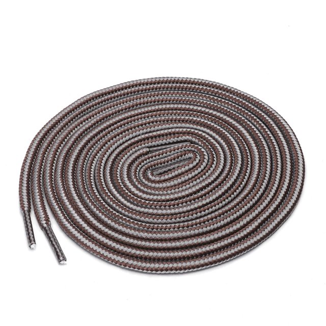 INSPIRE CHIC Unisex Round Rope Dual Colored Striped 1/5 Thick Boot Shoelace 120cm / 47.24" Light Gray Brown
