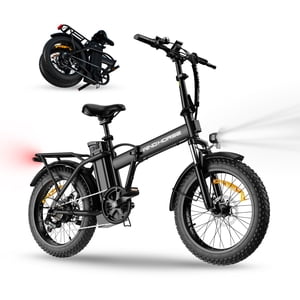 WINDHORSE W4A Vélo électrique pliable pour adultes, 20 mph, 48V Batterie amovible 70 Gamme Mile, pic 983W Moteur 20" Pneu Fat E-Bike avec rack arrière, parfait pour le transport, noir