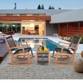 thumbnail image 2 of Costway 3pcs Patio Acacia Wood Bistro Table Rocking Chair Set All-Weather Rope Outdoor, 2 of 10