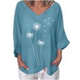thumbnail image 2 of Hauts d'Entraînement pour Femmes Mode T-shirt Blouse Décontractée d'Été à Col en V à Manches Courtes Imprimée Grande Taille pour Femmes Manches 3/4 en Liquidation, 2 of 4