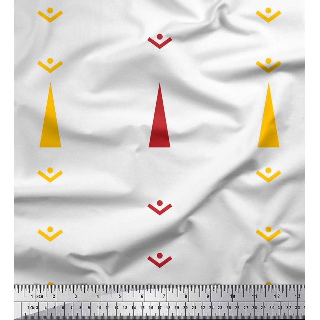 Soimoi Tissu Georgette Poly Jaune Tissu Imprimé Butidar Jamdani au Mètre 42 Pouces de Large