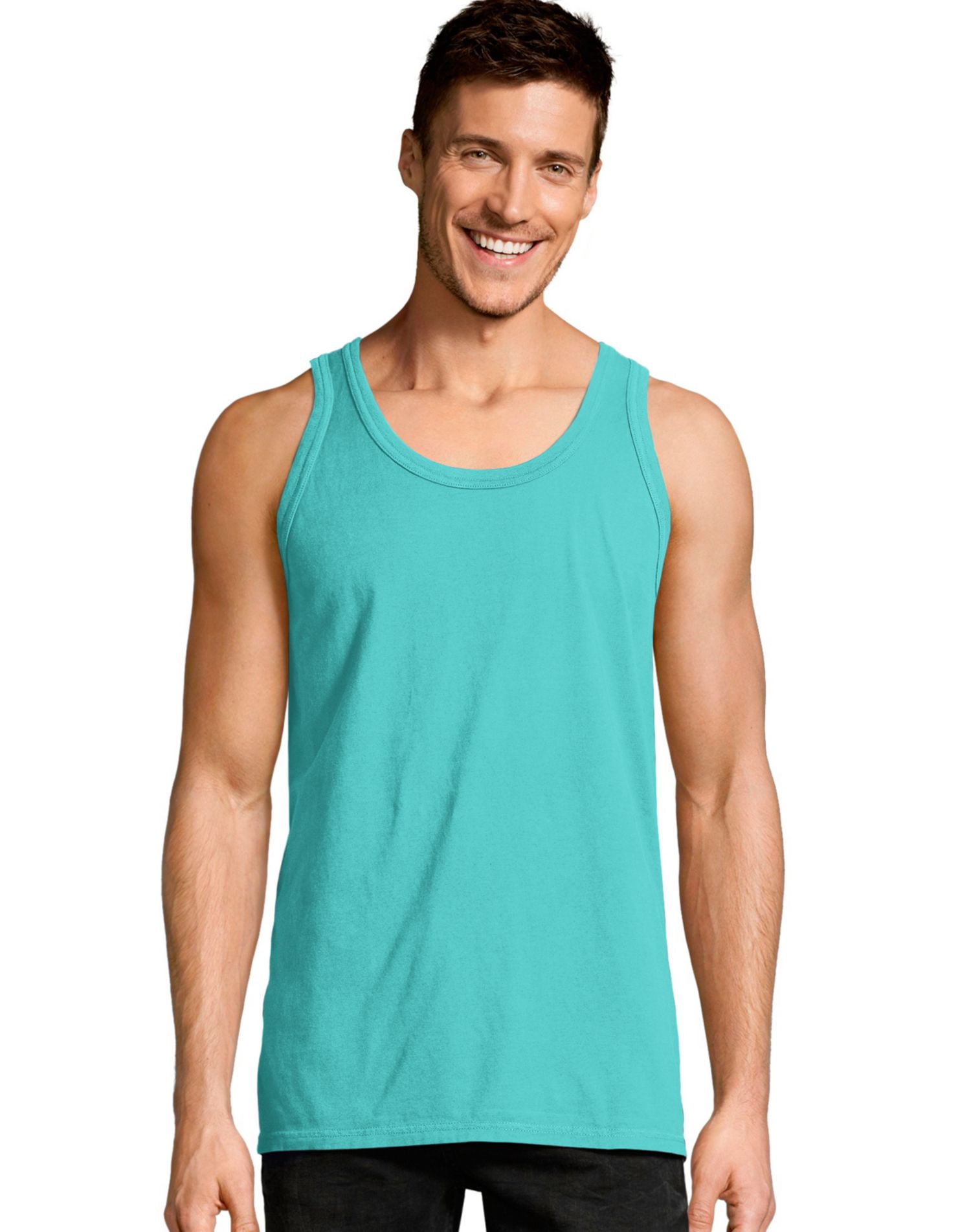 Hanes Homme ComfortWash Débardeur Sans Manches Teint en Pièce, TG, Menthe